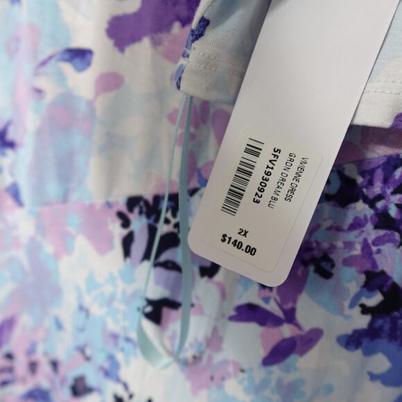 Soft Surroundings Vivienne Purple Blue Floral Maxi 1/2 Sleeve Dress New Plus 2X - Picture 7 of 12